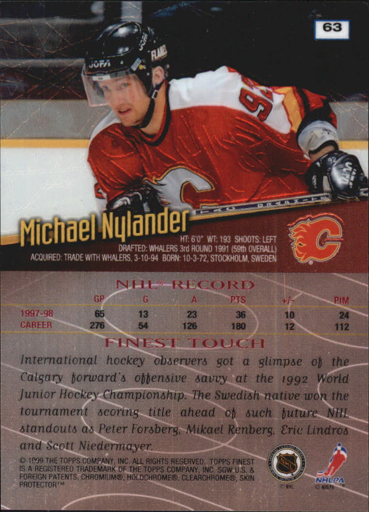 1998-99 Topps Finest No Protectors #63 Michael Nylander  back