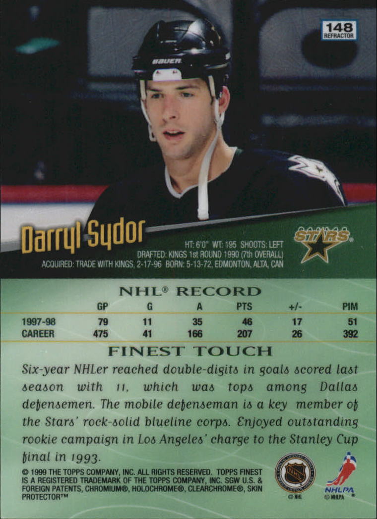 1998-99 Topps Finest No Protectors Refractors #148 Darryl Sydor  back