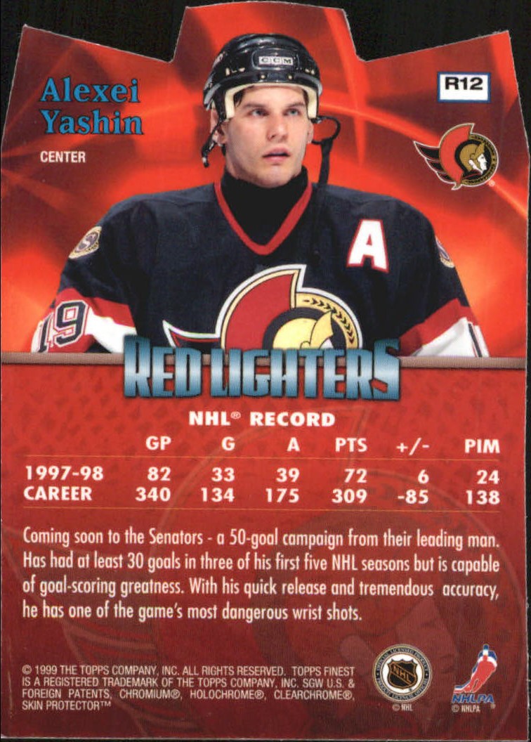 1998-99 Topps Finest Red Lighters #R12 Alexei Yashin  back