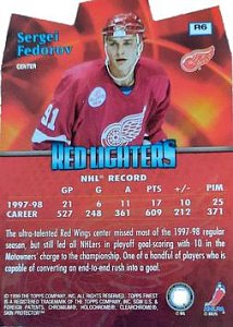 1998-99 Topps Finest Red Lighters #R6 Sergei Fedorov  back