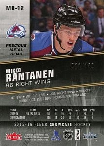 2015-16 Fleer Showcase Metal Universe Rookies Red MPG #MU-12 Mikko Rantanen  back