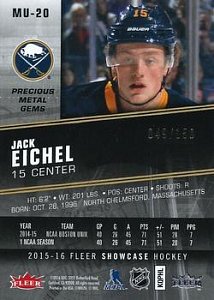 2015-16 Fleer Showcase Metal Universe Rookies Red MPG #MU-20 Jack Eichel  back