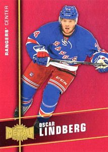 2015-16 Fleer Showcase Metal Universe Rookies Red MPG #MU-11 Oscar Lindberg  front
