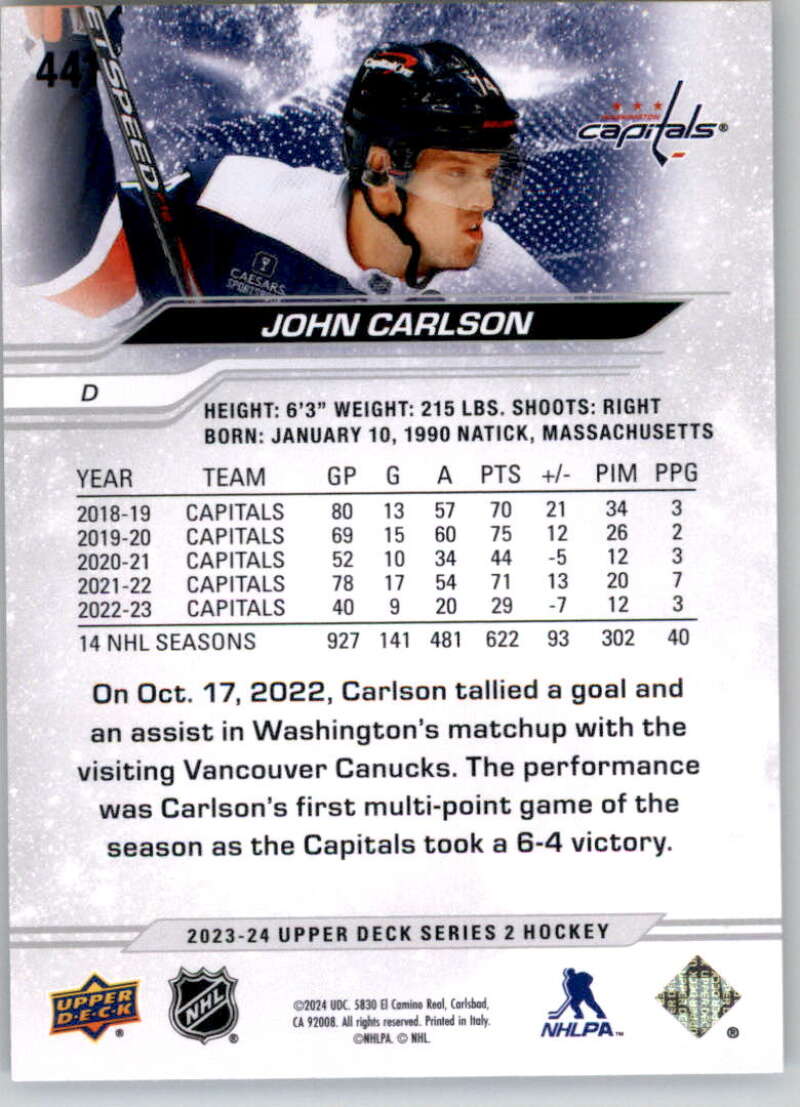 2023-24 Upper Deck #441 John Carlson  back