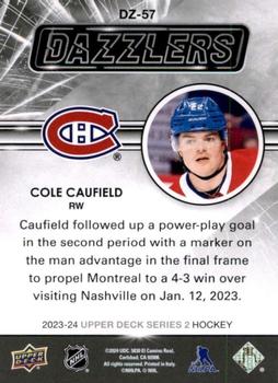 2023-24 Upper Deck  Dazzlers Orange #DZ-57 Cole Caufield  back