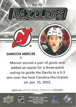 2023-24 Upper Deck  Dazzlers Orange #DZ-72 Dawson Mercer  back