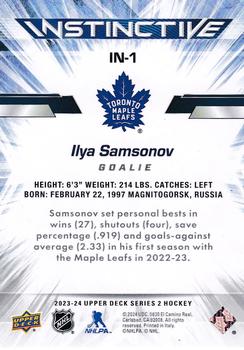 2023-24 Upper Deck  Instinctive Sparkle #IN-1 Ilya Samsonov  back