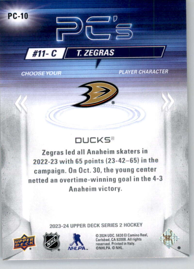 2023-24 Upper Deck  PC's #PC-10 Trevor Zegras  back