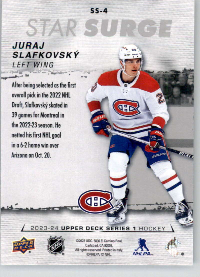 2023-24 Upper Deck  Star Surge #SS-4 Juraj Slafkovsky  back