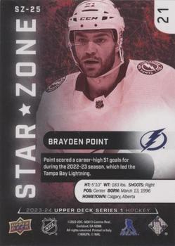 2023-24 Upper Deck  Star Zone Red #SZ-25 Brayden Point  back