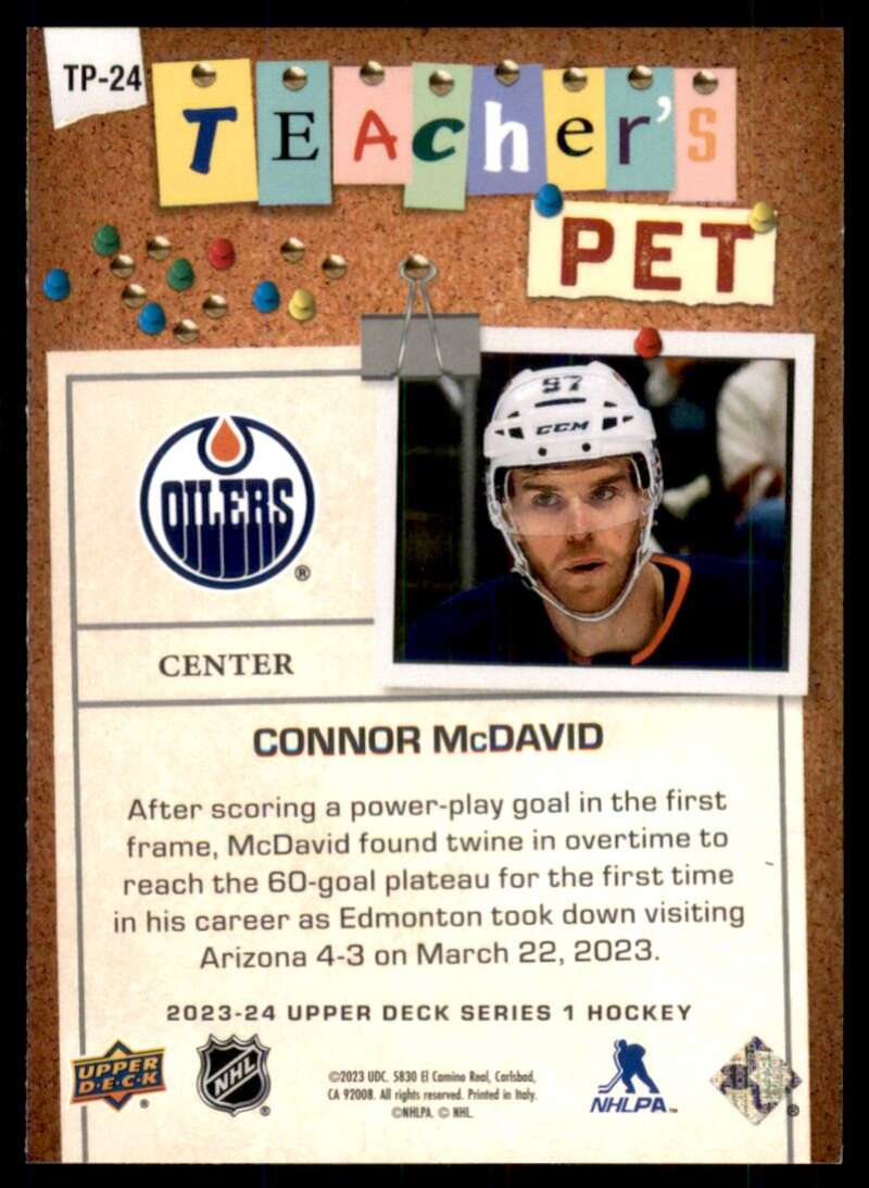 2023-24 Upper Deck  Teachers Pet #TP-24 Connor McDavid  back